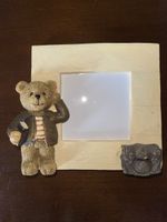 Süsser Bilderrahmen Bär mit Tasche Deko Figur