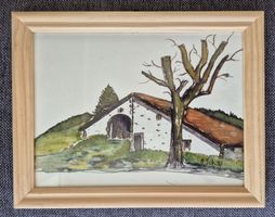 Petit tableau "germe Jurassienne" signé M.Sch 97
