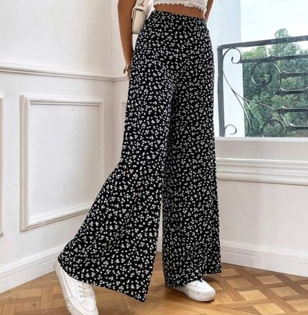 Pantalon leger fleuri large
