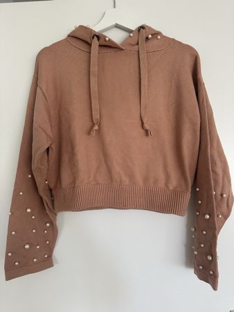Zara Knit Sweatshirt in Puerrosa mit Perlen - Größe S - Neu