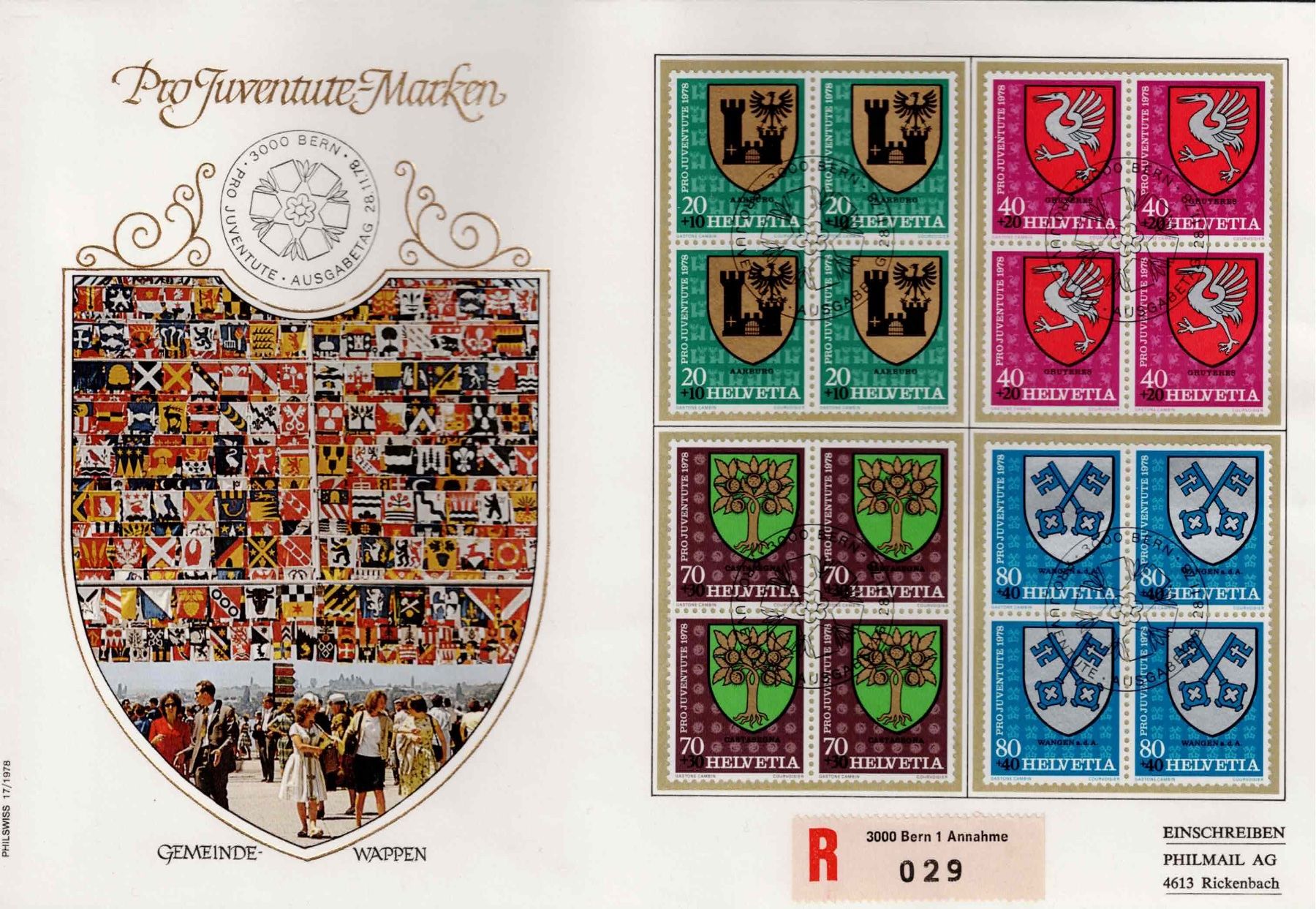 Alle Briefmarken: CH Viererblock – Gebraucht aus Koblenz von Markenhimmel