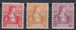 D64) Satz Helvetia 104-106, mit Gummi ohne Falz, sehe Scan