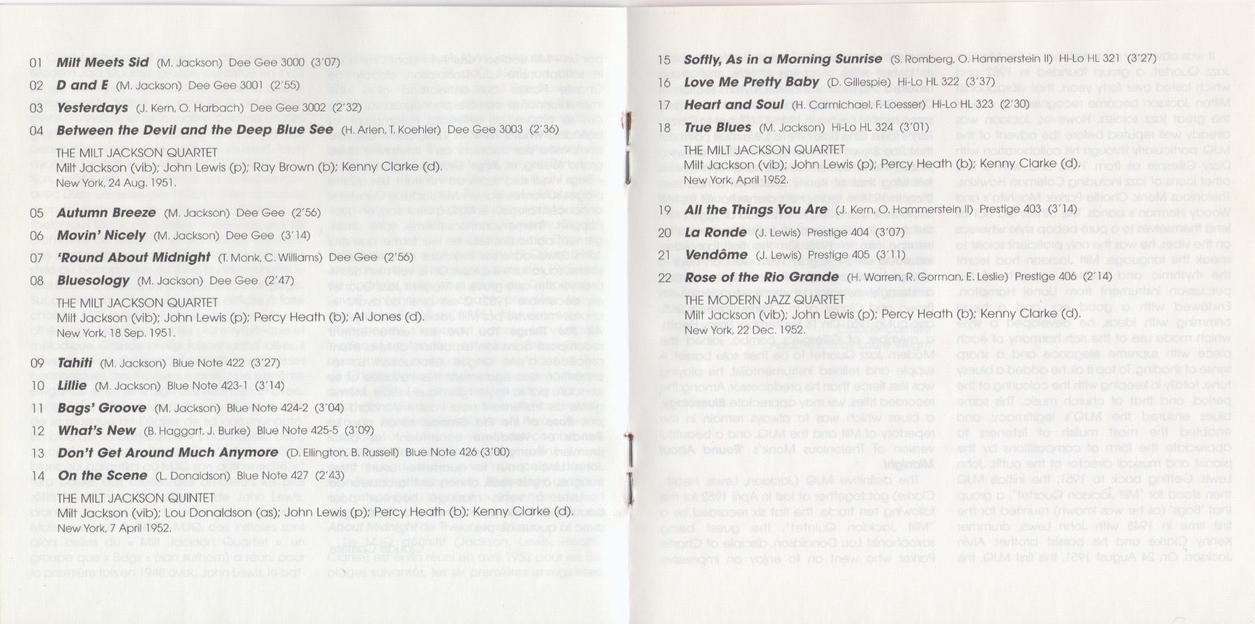 CD: MILT JACKSON - EARLY MJQ – Usato da Lausanne venduto da sbar224 2