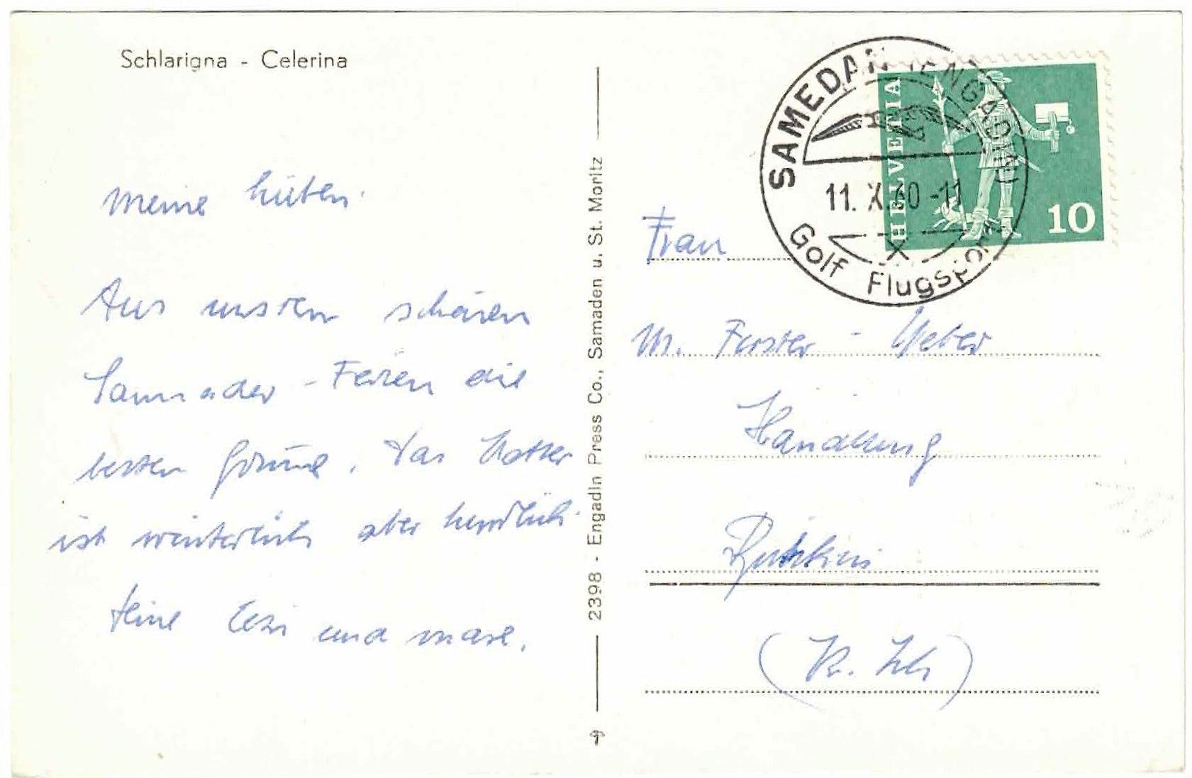 Cartes postales: SCHLARIGNA - Celerina ca. 1960 – D'occasion à Oberdorf BL par Hopfehuepfer 1