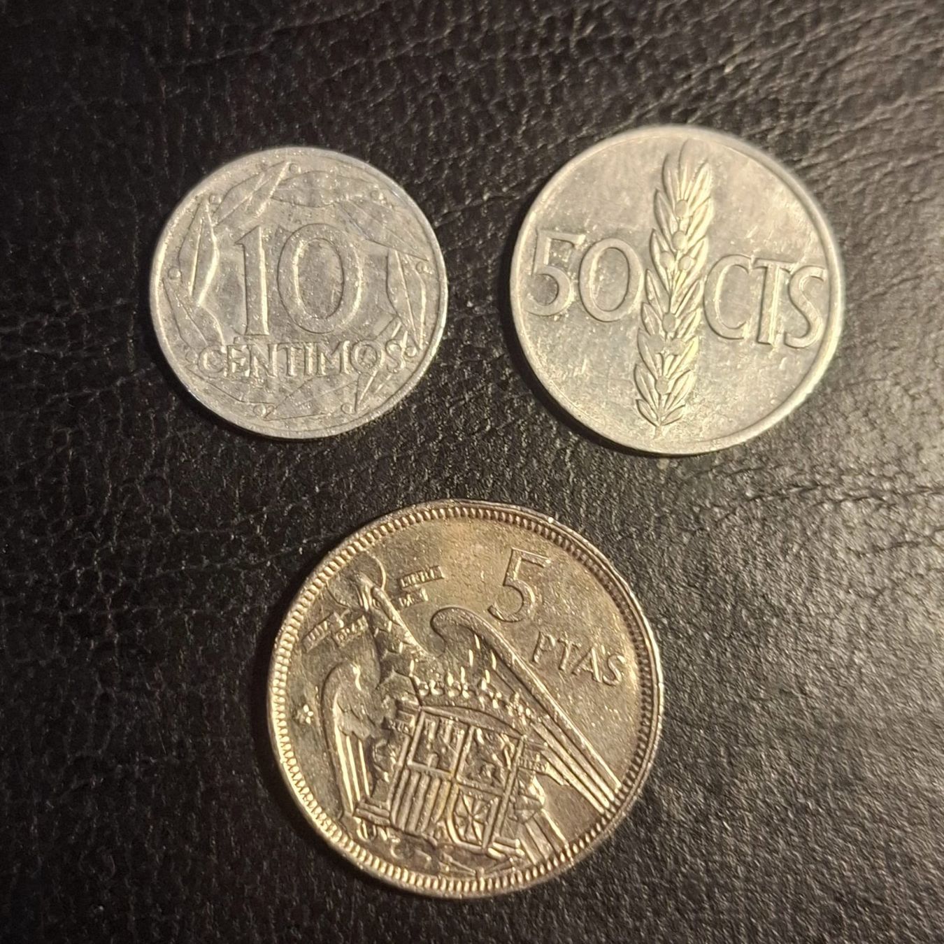 Tutti le monete: Pieces 50 ct.1966,10 ct 1959,5 pts1957 Espagne – Usato da Susten venduto da lmf_98wh 1