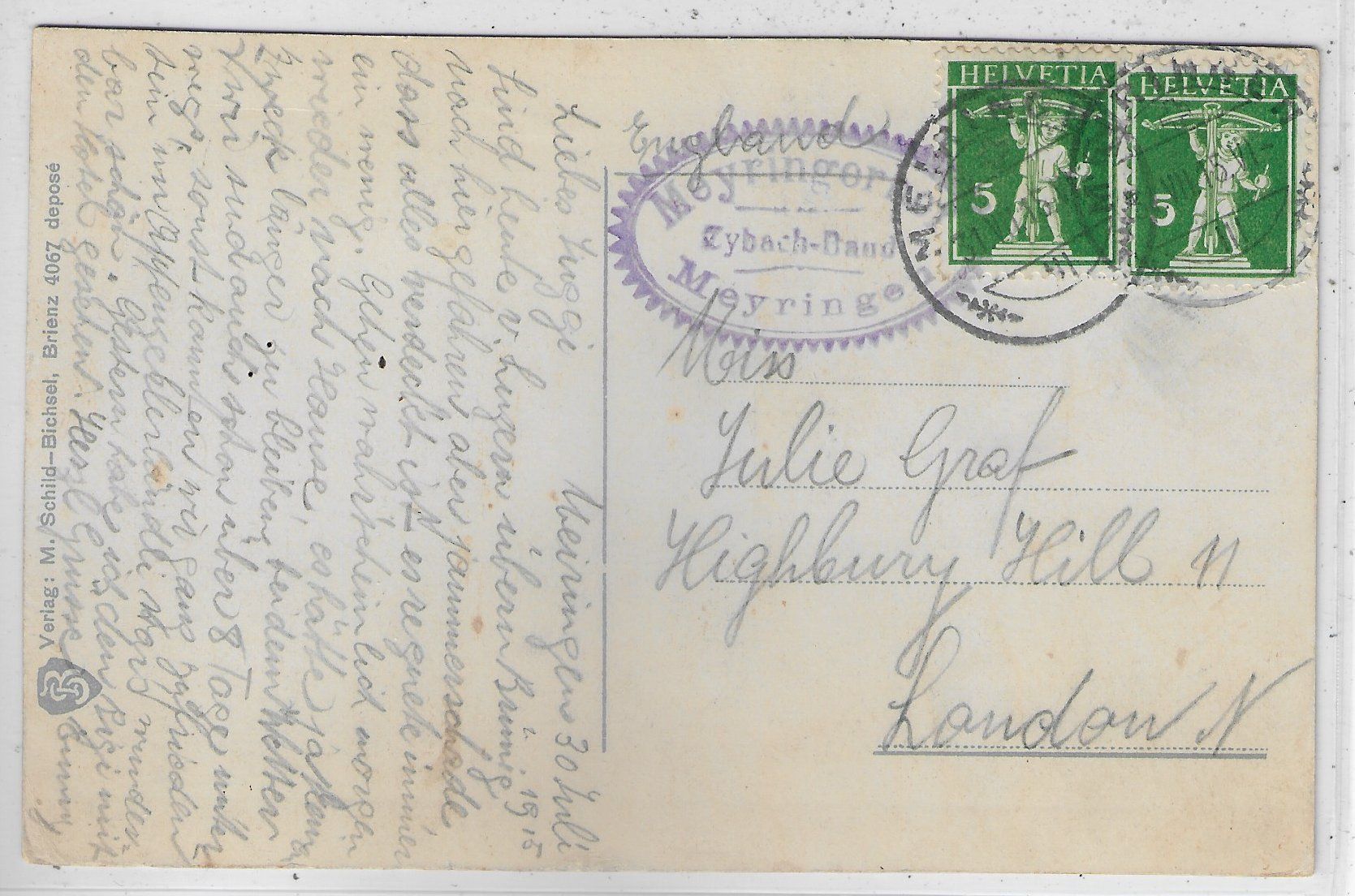 Cartoline postali: Well- und Wetterhorn - Litho – Usato da Ettingen venduto da Kartenplanet 1