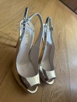 Prada peep toe gold sandals