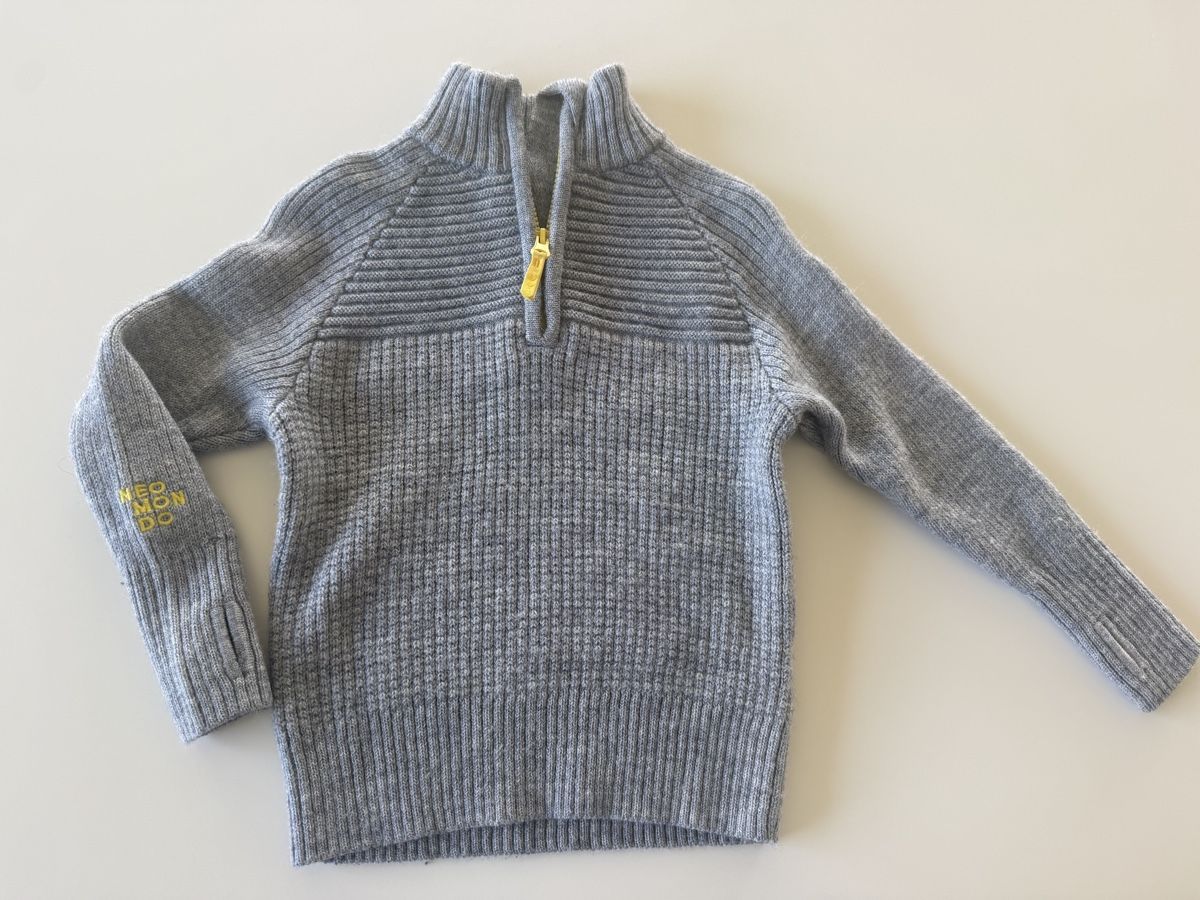 Maglioni & Felpe: 100%Wolle Pullover grau mit Reissverschluss 110 – Usato da Meggen venduto da kammann