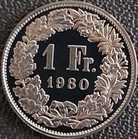 1 Franken 1980 pp / aus Münzsatz / in einer Münzkapsel