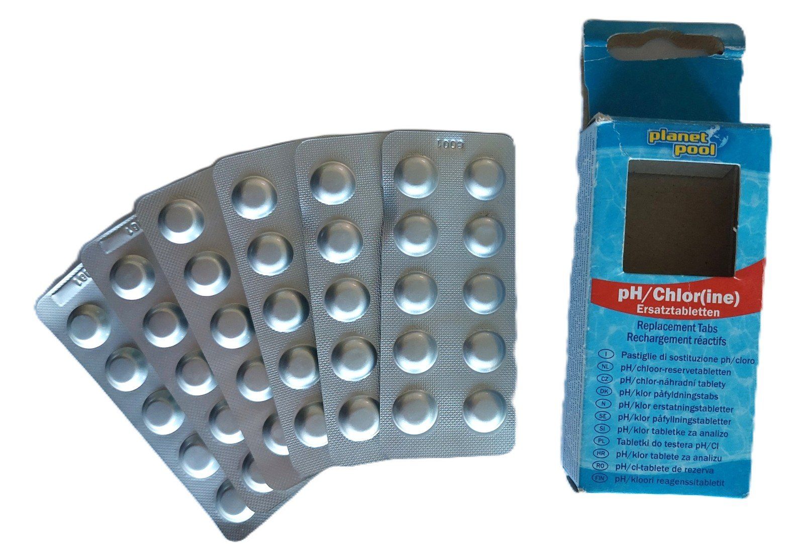 Piscine: Planet Pool pH/Chlor Ersatztabletten 2×30 Testtabletten NEU! – Nuovo e nell'imballaggio originale da Schongau venduto da lanobe