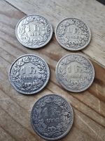 5x 1 Franken 1898 Helvetia Münzen Silber 835