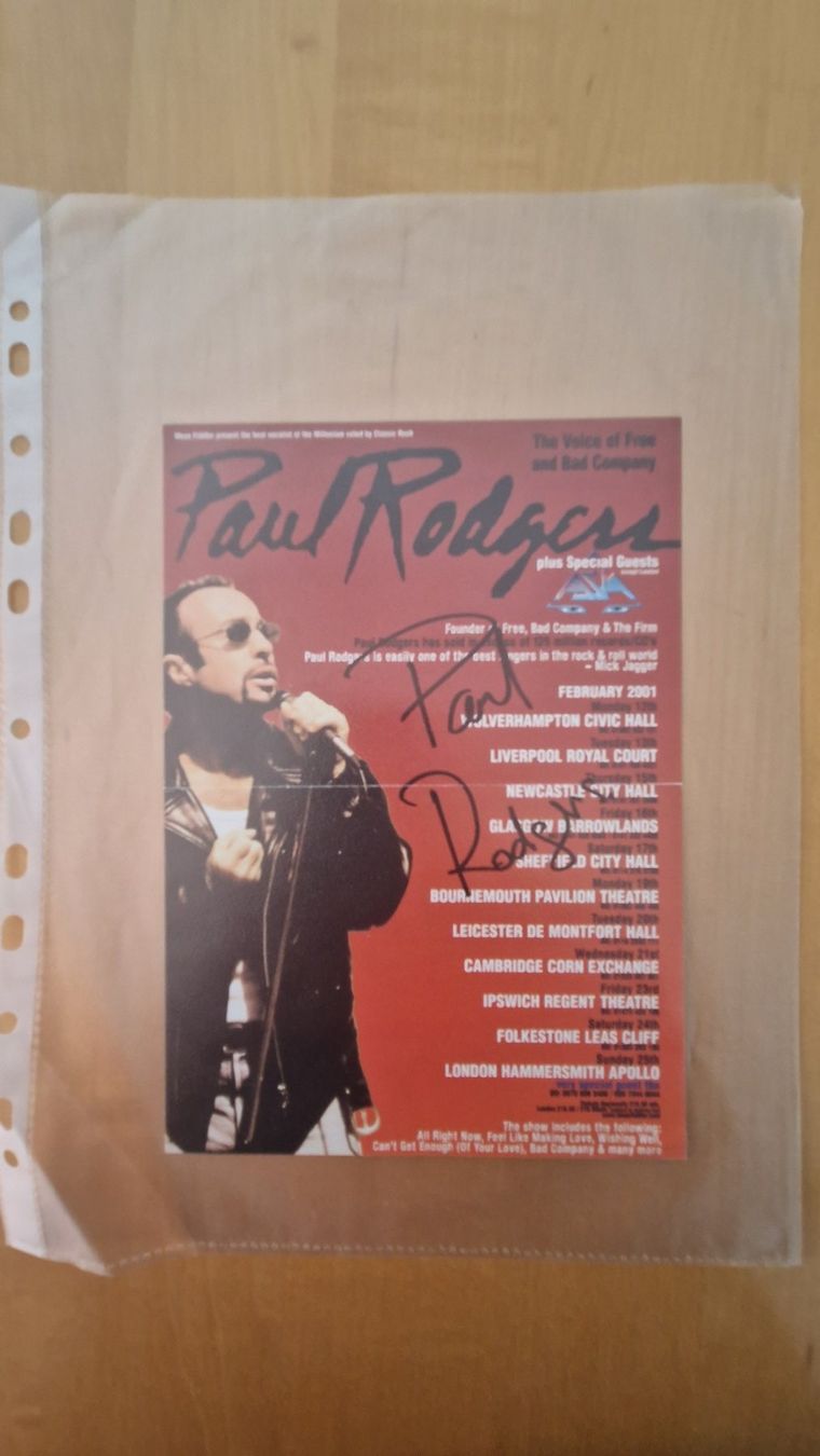 Autogramme: Paul Rodgers, Original Autogramm auf Flyer in Farbe – Gebraucht aus Salmsach von Schusoa