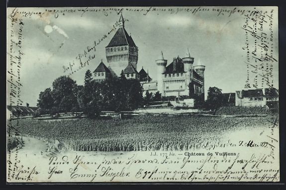 Cartoline postali: Mondschein-AK Vufflens, Le Chateau, 1899 – Usato da Berlin venduto da bartko-reher