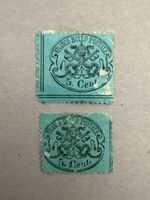 Deux timbres Vatican 5 centesimi bleu état d'usage