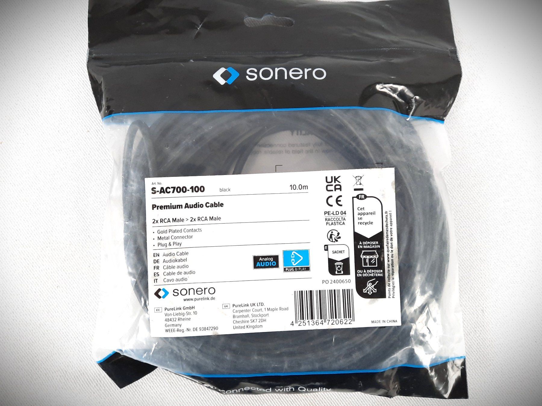 Kabel: SONERO 10 m, Cinch Kabel – Neu (gemäss Beschreibung) aus Beinwil am See von Restwert_Beinwil 2