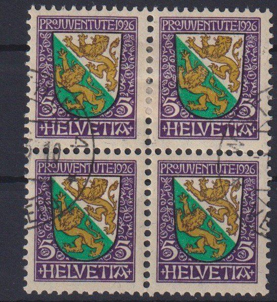 Alle Briefmarken: PJ37 4er Thurgau +++ – Gebraucht aus Samnaun-Compatsch von Muckimu