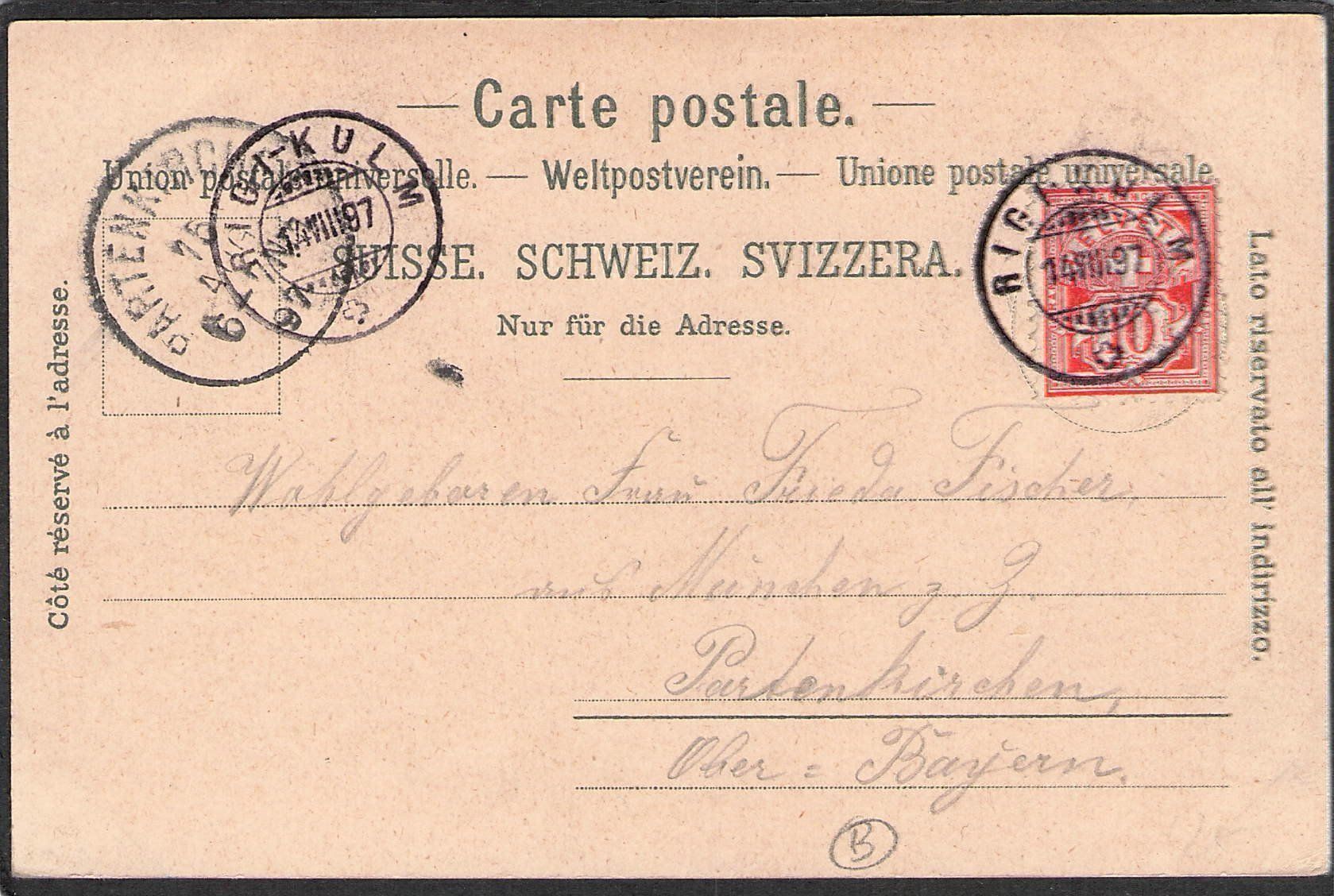 Cartoline postali: -Litho Gruss vom Rigi , 1897 – Usato da Reichenburg venduto da Pipo-67 1