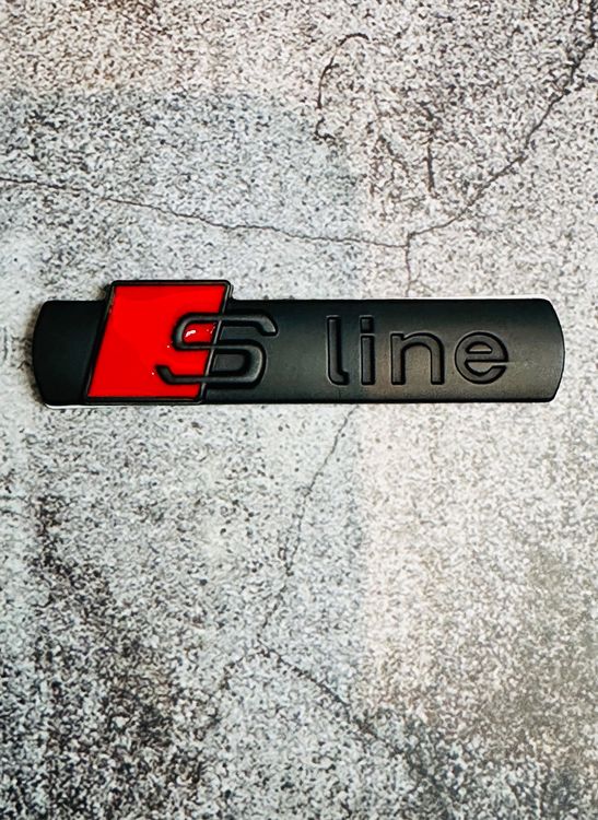 Audi S Line Emblem, Schriftzug, Logo NEU in Rot/Schwarzmatt
