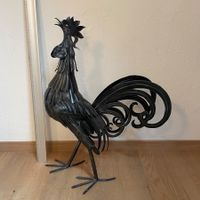 Großer Metall Hahn Skulptur 70cm Deko Figur 4kg Schwer