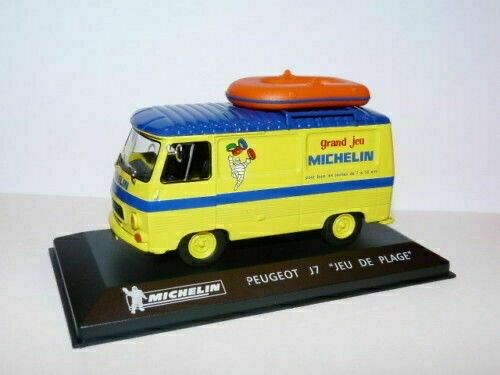 Modèle Réduit Peugeot J7 1/43ème - Jeu De Plage Michelin - Altaya - Neuf - Métal Jaune Et Bleu