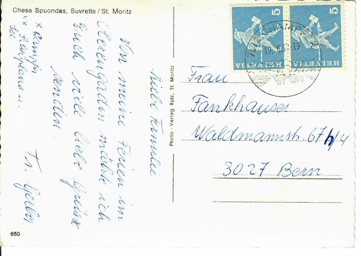 Cartoline postali: Chesa Spuondas Suvretta St, Moritz – Usato da Hochdorf venduto da Ziegel-16 1
