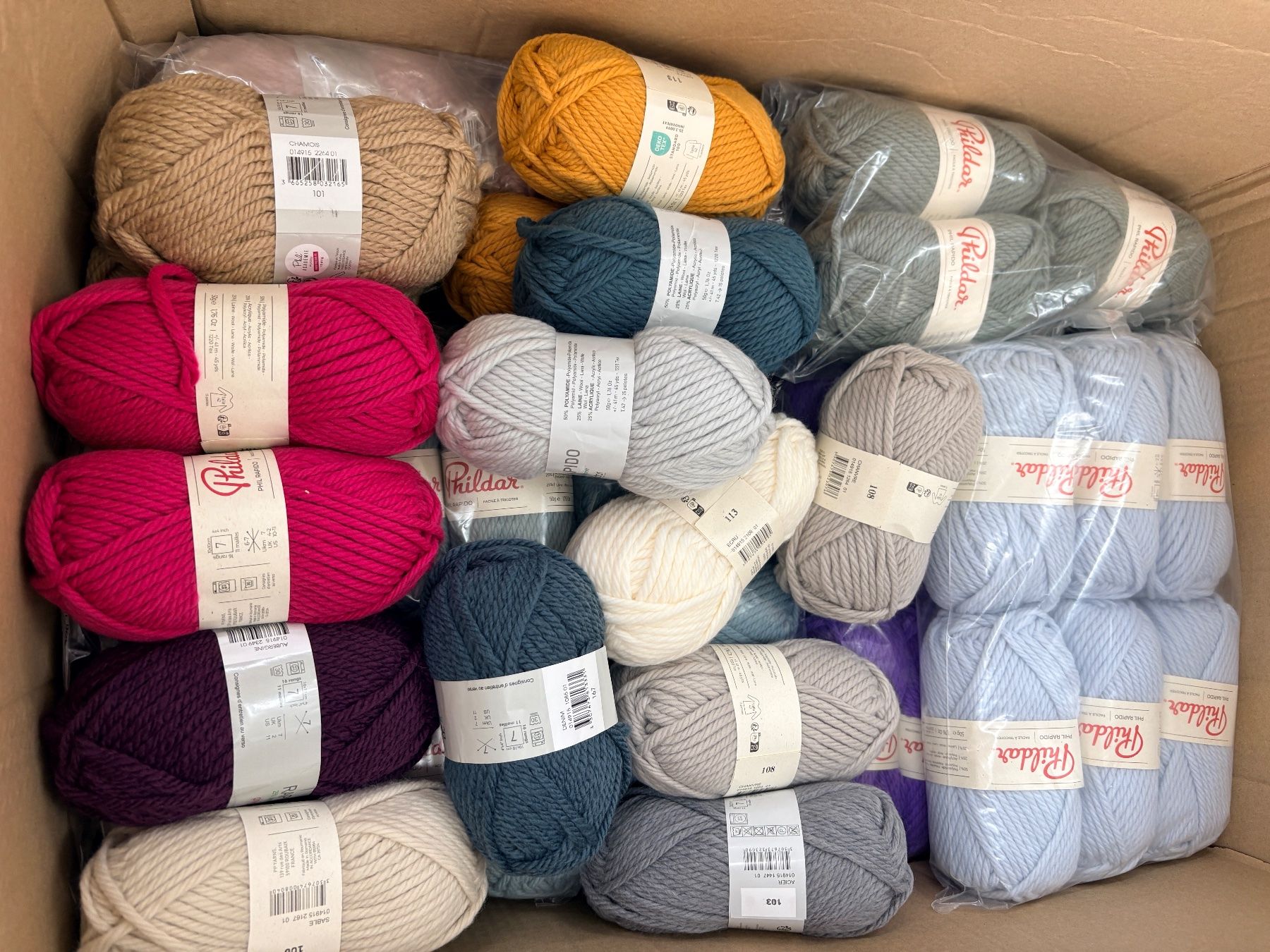 Wolle: LOT DE 75 PELOTES PHIL RAPIDO – Neu (gemäss Beschreibung) aus Bevaix von Kiwi077
