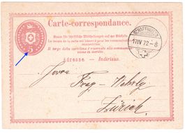 Erste PK mit top Schaffhausen-Stempel 1872 nach Zürich