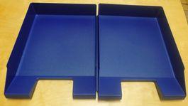 2 blaue A4 Papierablage / Dokumentenablage / Briefablage