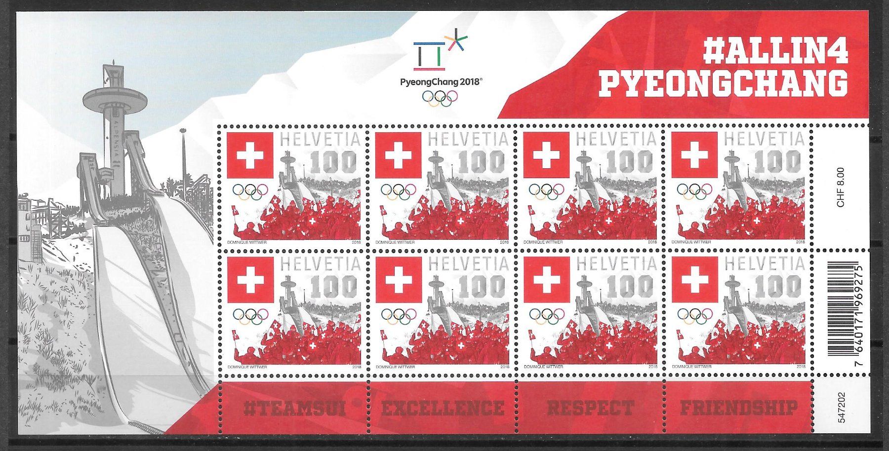 Tous les timbres: Kleinbogen 1661 Swiss Olympic ** 29.1.2018 – Neuf (Voir description) à Olten par clotaldi