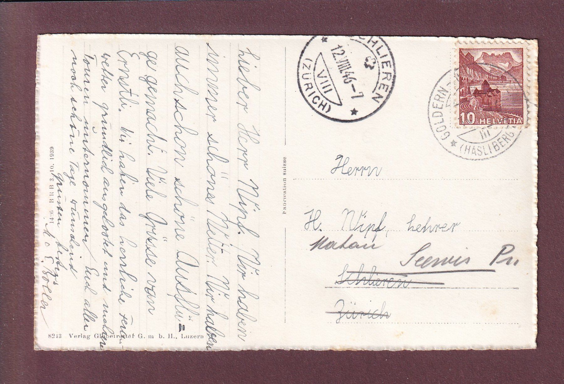 Cartoline postali: Weg nach MÄGISALP - 1946 – Usato da Pully venduto da nicecards 1