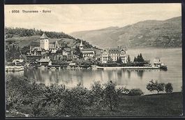 AK Spiez, Ortsansicht mit Thunersee
