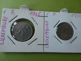 Luxemburg 1946/1960, Set 2 x 1 Franc