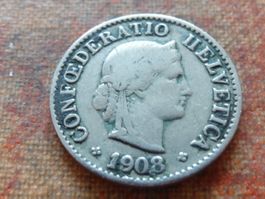 5 Rp. 1908 SPECIAL H ohne Querstrich/sans barre de "H"