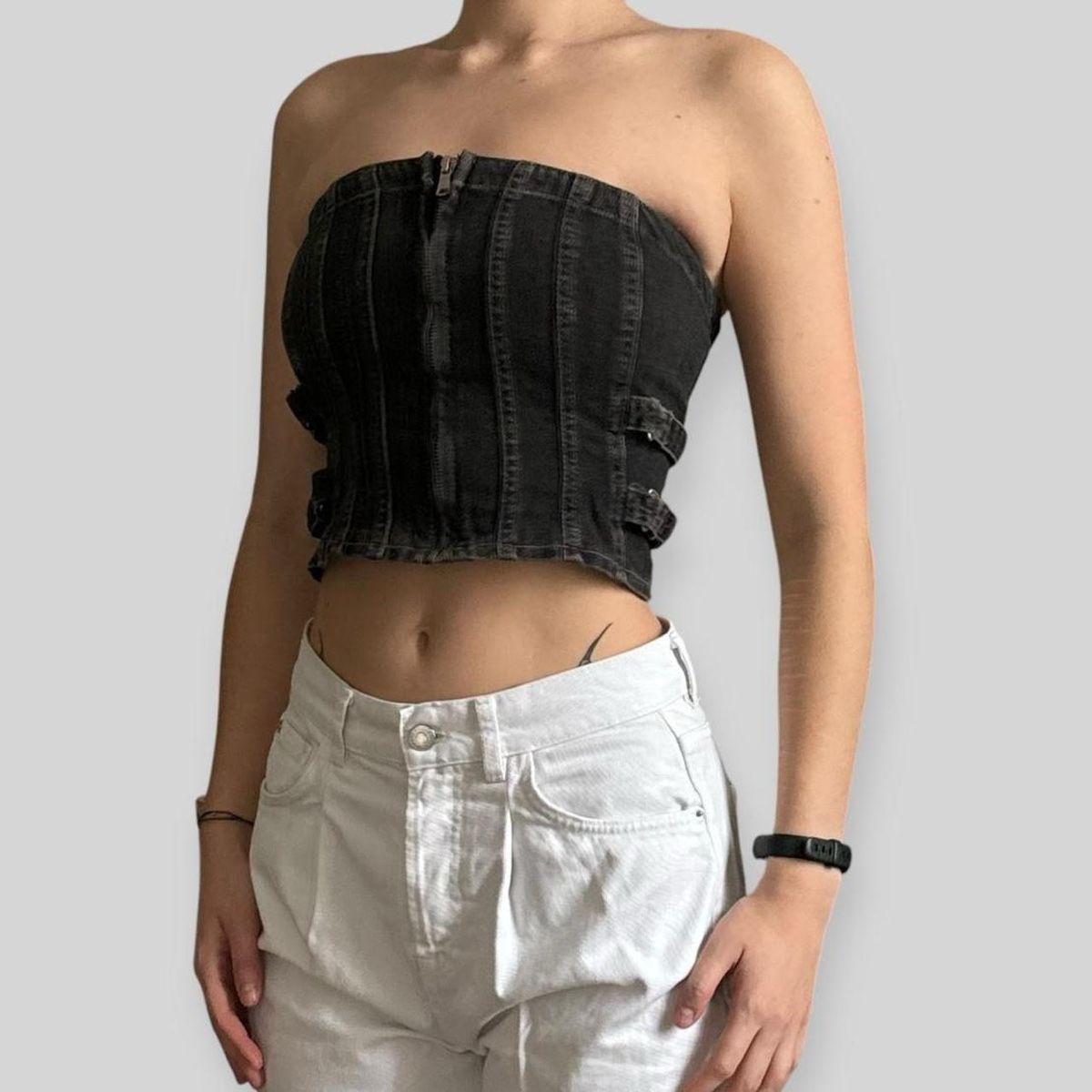 C&A Top: Top bustier noir en denim – Usato da Villeret venduto da bys_k95b