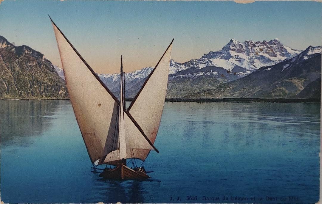 Cartoline postali: LAC  LEMAN - Barque & Dent du midi - 1929 – Usato da Delémont venduto da Domdom1