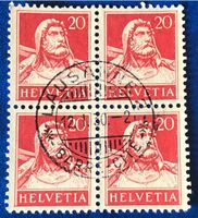 4 er Block Nr.174  Tellbrustbild mit Vollstempel Lausanne