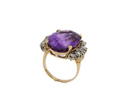 Facettierter Amethyst Ring 18K Gelbgold & Brillanten *S2569