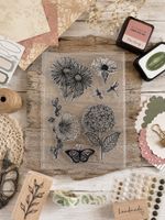 Neu  Motivstempel Blumen. Hibiskus, Hortensie, Libellen