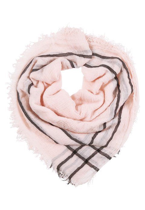 Foulard & Sciarpe: KIOMI Echarpe rose clair et noir avec franges – Usato da St-Aubin FR venduto da Tiweety 1