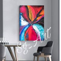 Acrylbild abstrakt bunt rot Unikat