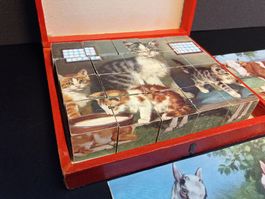 Würfel- Klötzli- Wende- Puzzle mit Bauernhof Tier Motiven