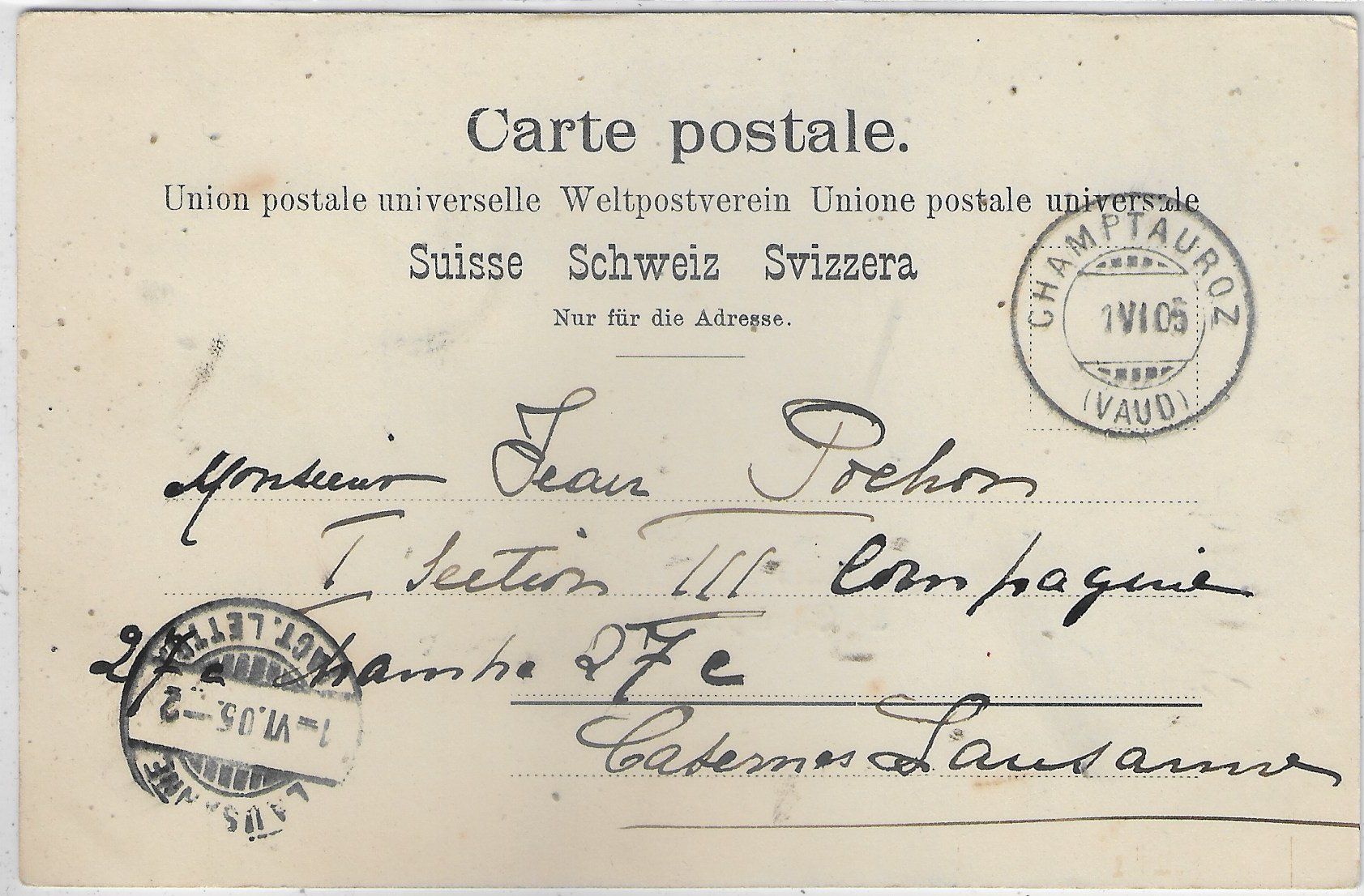Cartoline postali: Souvenir de Champtauroz – Usato da Ettingen venduto da Kartenplanet 1