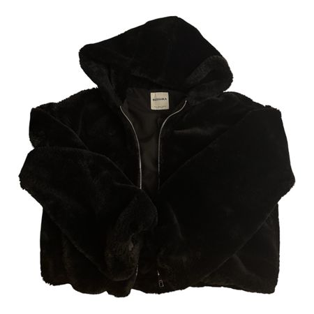 Veste à capuche Bershka en fausse fourrure noire