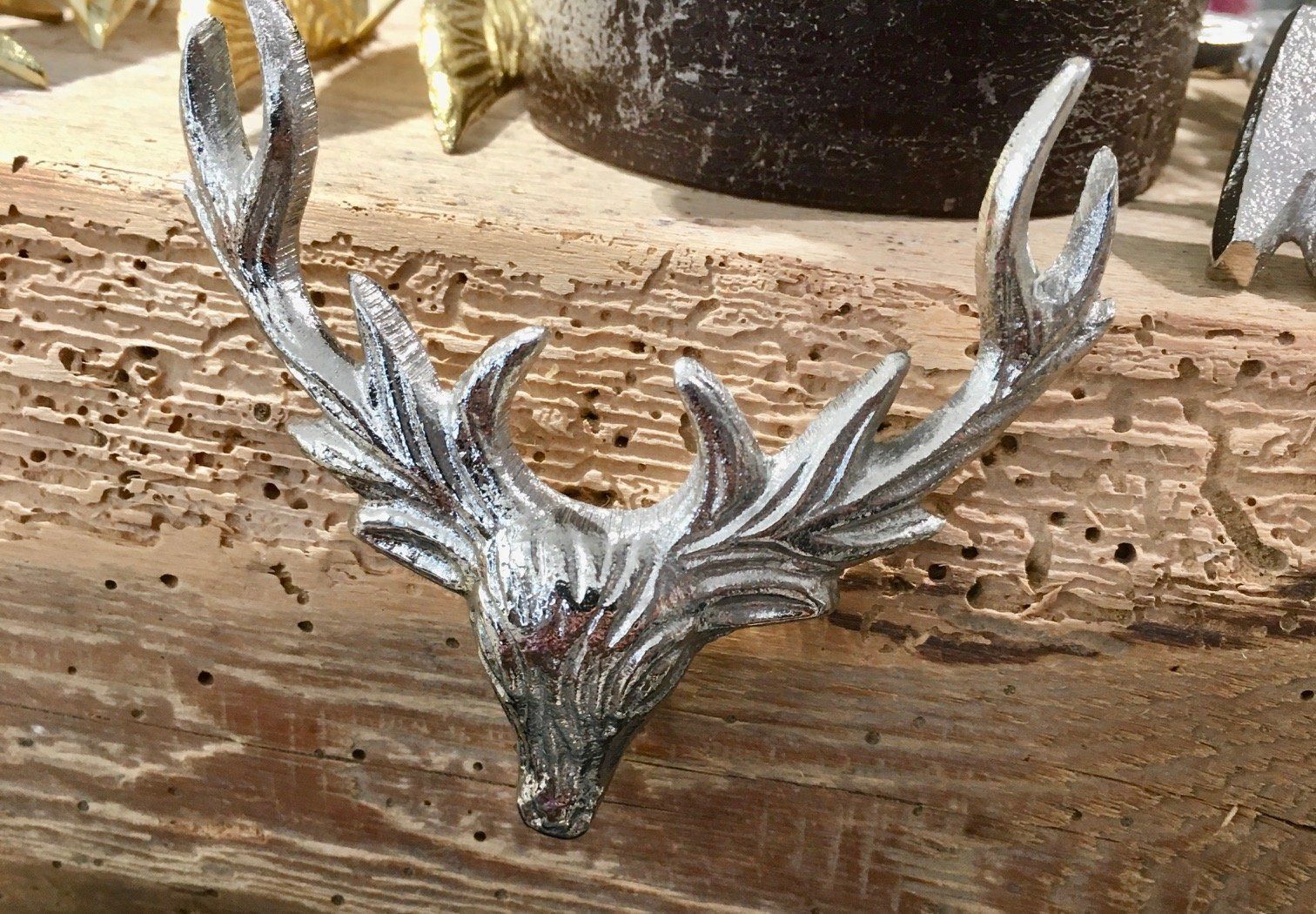 Tutte le decorazioni: Kerzenstecker Hirsch gr. in Alu-Silber – Nuovo e nell'imballaggio originale da Volketswil venduto da rubin74