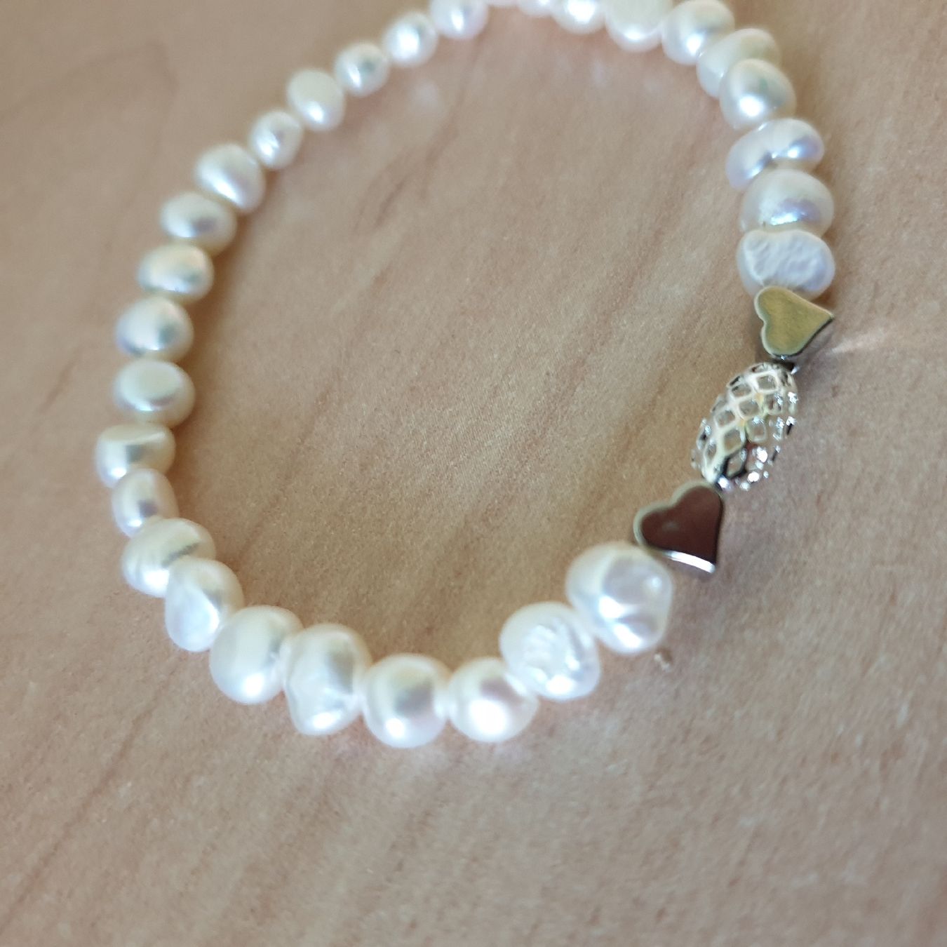Bracciali & Braccialetti: Süsswasser Perlen Elastarmband mit Herz Länge 18cm Neu – Nuovo (secondo la descrizione) da Winterthur venduto da katzen07 1