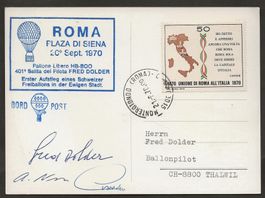Ballon 1970 Schweiz Italien Luftpost
