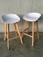 2 Barhocker Weiss Buchenholz skandinavisches Design