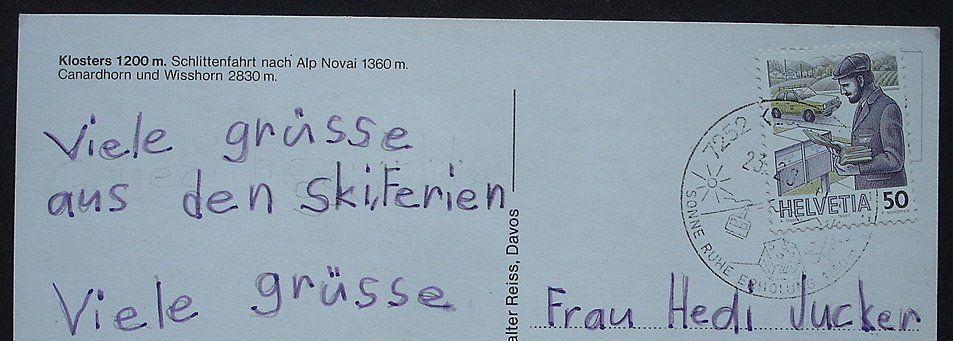 Cartoline postali: KLOSTERS Schlittenfahrt nach Alp Noval – Usato da Jona venduto da philajona 1