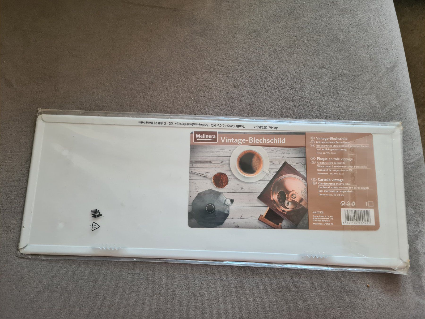 Insegne: Blechschild "COFFEE" 40 x 15 cm. – Nuovo e nell'imballaggio originale da Winterthur venduto da bibummi 1