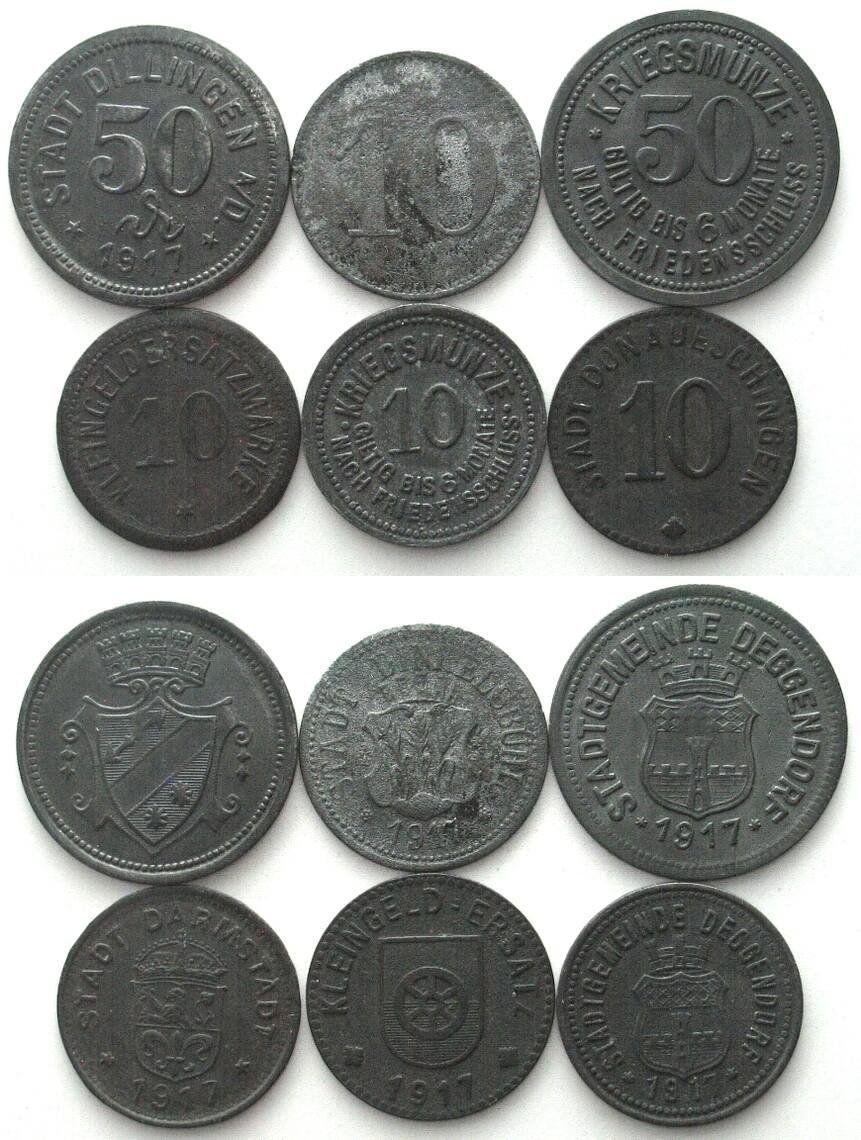 Alle Münzen: DEUTSCHE NOTMÜNZEN. 6 Münzen, Orte D – Gebraucht aus Riehen von sesambestcoins2004